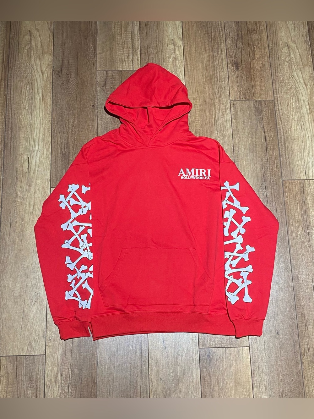 Amiri Hollywood Mens Red Stacked Bones Hoodie Brand New Size Medium